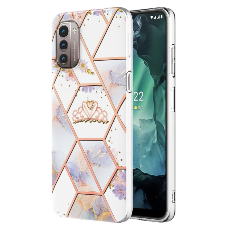 Electroplating Splicing Marble Flower Pattern TPU Shockproof Phone Case