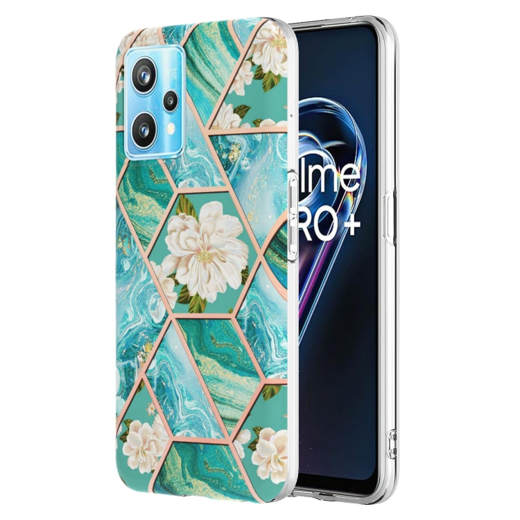 Electroplating Splicing Marble Flower Pattern TPU Shockproof Phone Case