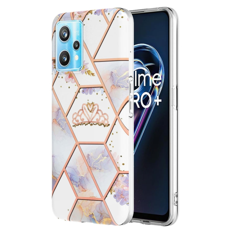 Electroplating Splicing Marble Flower Pattern TPU Shockproof Phone Case