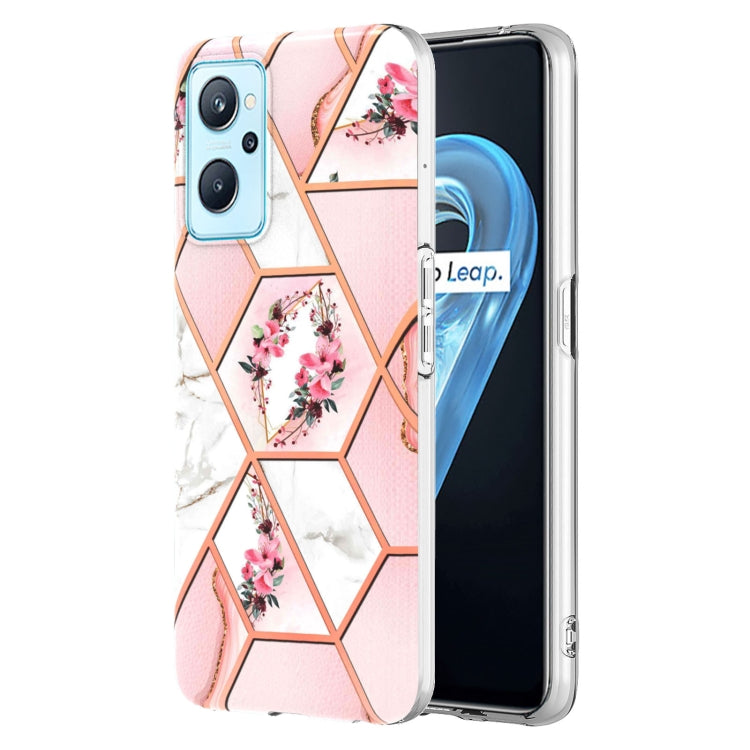 Electroplating Splicing Marble Flower Pattern TPU Shockproof Phone Case