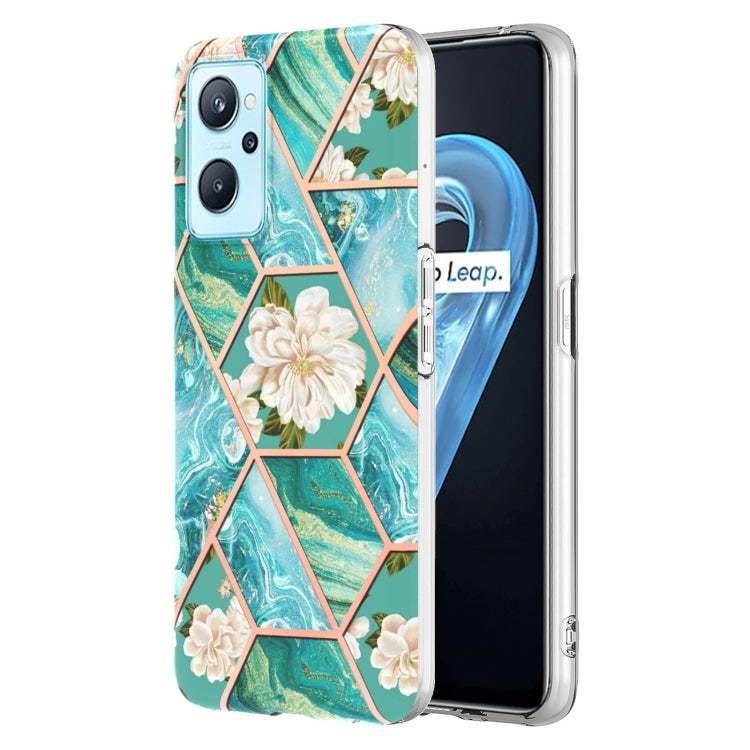 Electroplating Splicing Marble Flower Pattern TPU Shockproof Phone Case