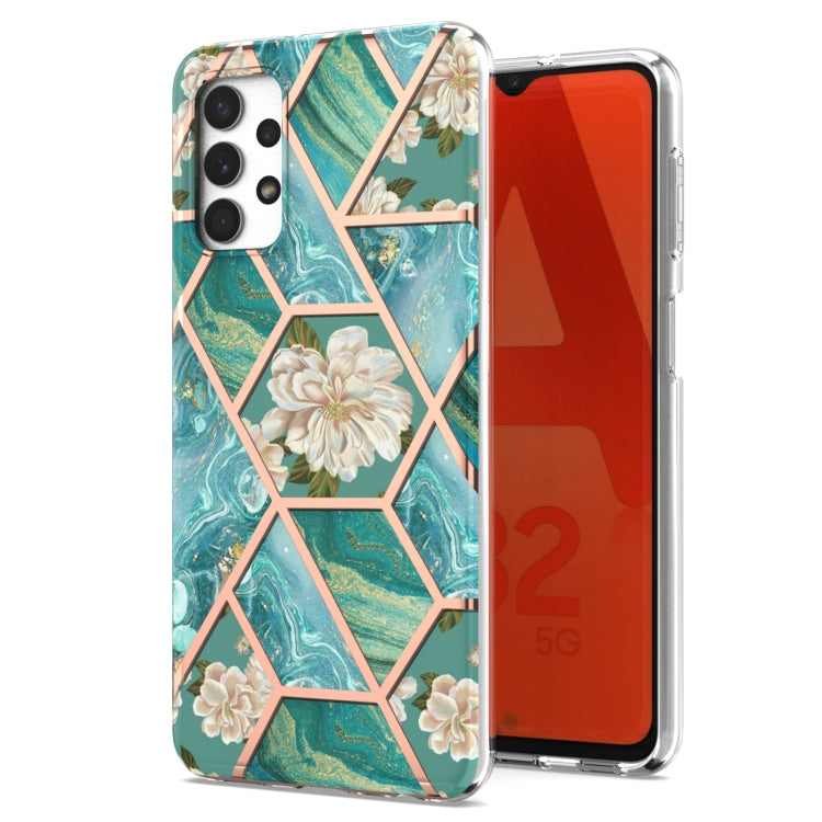 Electroplating Splicing Marble Flower Pattern TPU Shockproof Phone Case