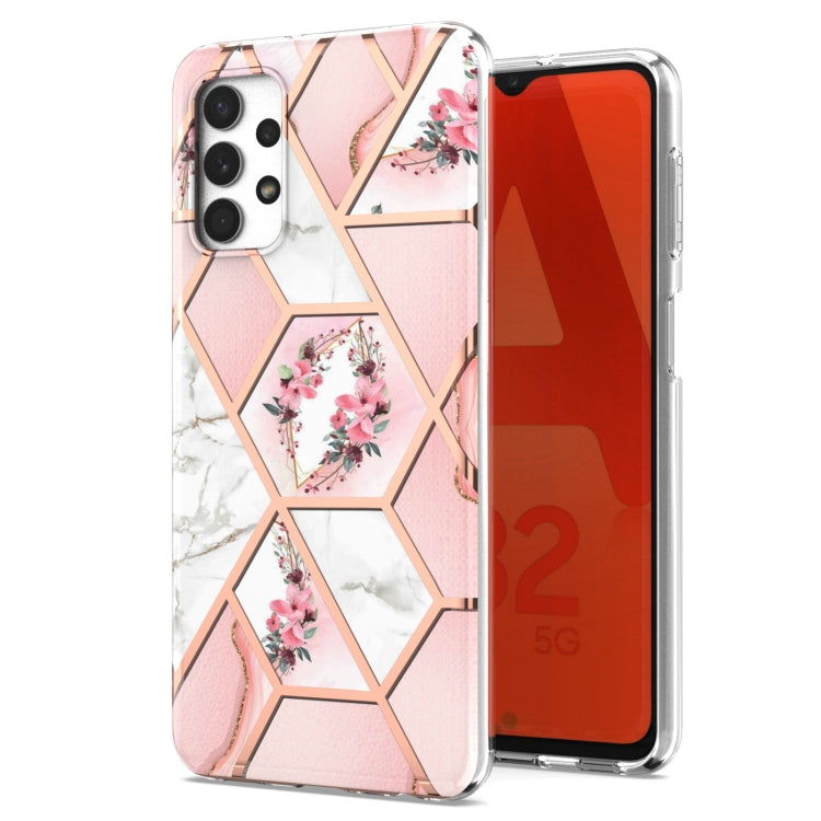 Electroplating Splicing Marble Flower Pattern TPU Shockproof Phone Case