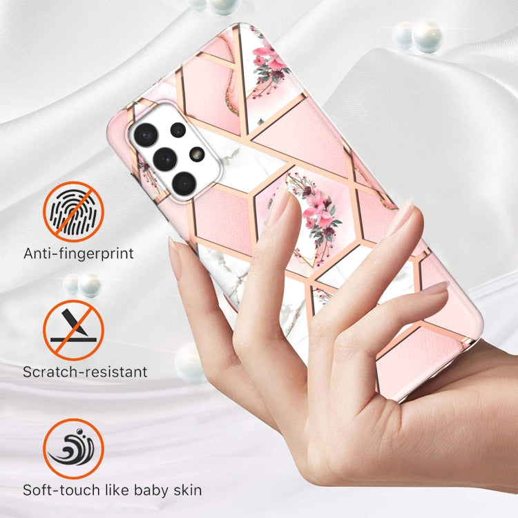 Electroplating Splicing Marble Flower Pattern TPU Shockproof Phone Case