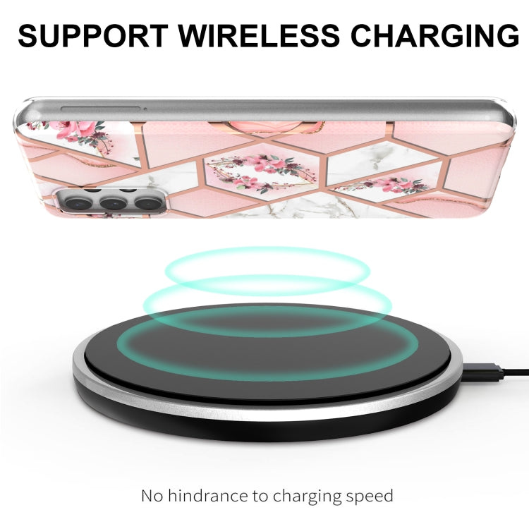 Electroplating Splicing Marble Flower Pattern TPU Shockproof Phone Case