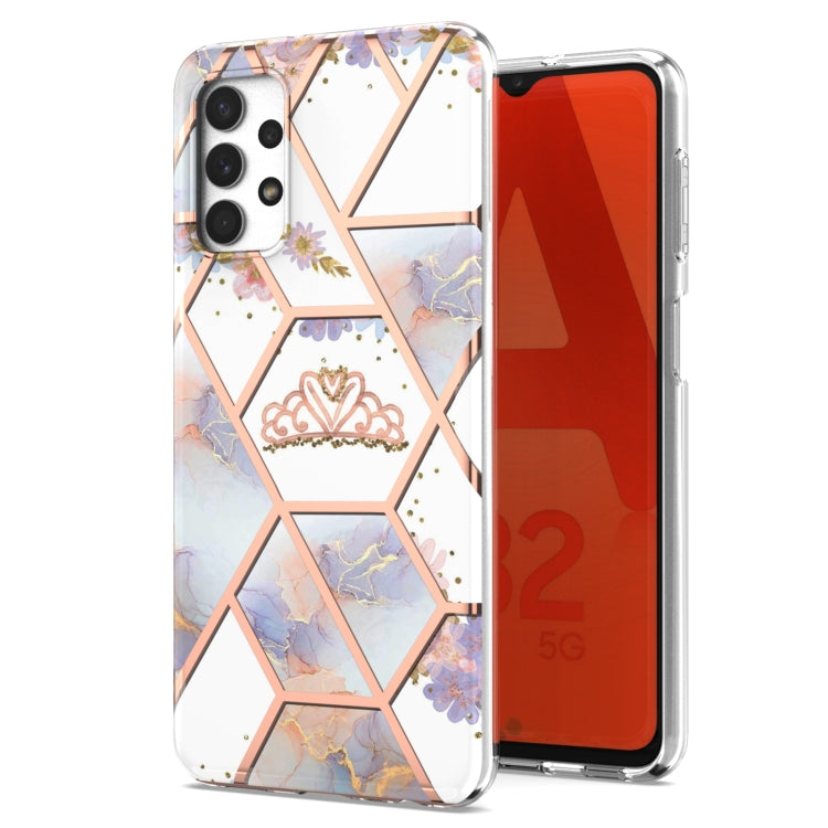 Electroplating Splicing Marble Flower Pattern TPU Shockproof Phone Case
