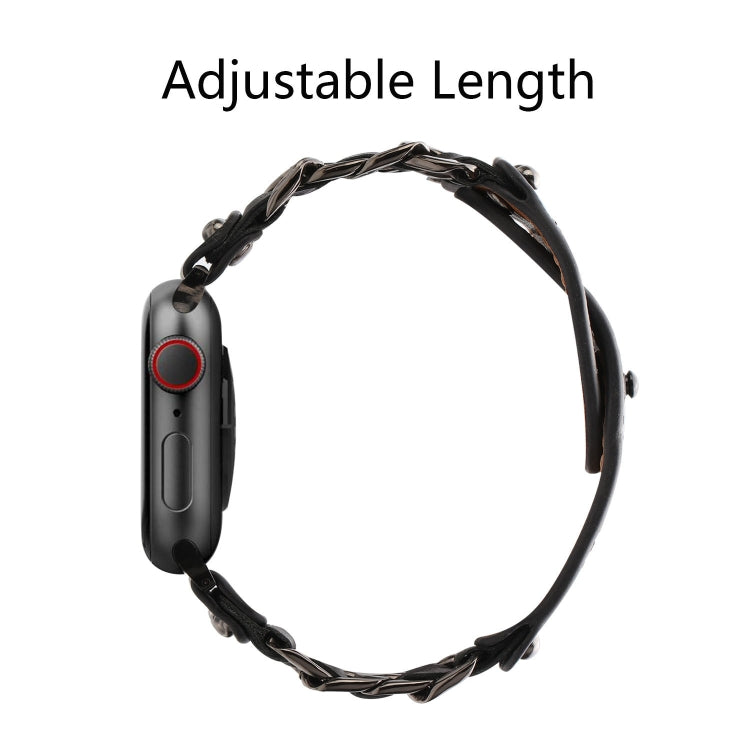 Genuine Leather Male Style Watchband For Apple Watch Series, 7 41mm / 6&amp;SE&amp;5&amp;4 40mm / 3&amp;2&amp;1 38mm, 7 45mm / 6&amp;SE&amp;5&amp;4 44mm / 3&amp;2&amp;1 42mm