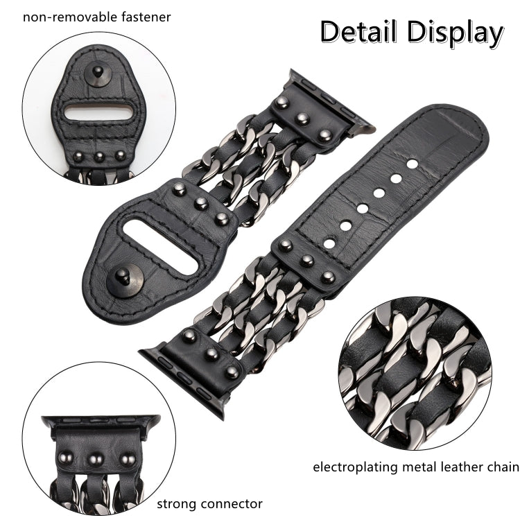 Genuine Leather Male Style Watchband For Apple Watch Series, 7 41mm / 6&amp;SE&amp;5&amp;4 40mm / 3&amp;2&amp;1 38mm, 7 45mm / 6&amp;SE&amp;5&amp;4 44mm / 3&amp;2&amp;1 42mm