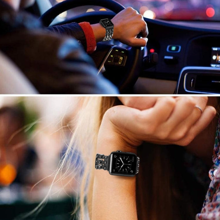 Genuine Leather Male Style Watchband For Apple Watch Series, 7 41mm / 6&amp;SE&amp;5&amp;4 40mm / 3&amp;2&amp;1 38mm, 7 45mm / 6&amp;SE&amp;5&amp;4 44mm / 3&amp;2&amp;1 42mm