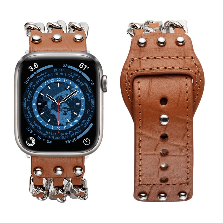 Genuine Leather Male Style Watchband For Apple Watch Series, 7 41mm / 6&amp;SE&amp;5&amp;4 40mm / 3&amp;2&amp;1 38mm, 7 45mm / 6&amp;SE&amp;5&amp;4 44mm / 3&amp;2&amp;1 42mm