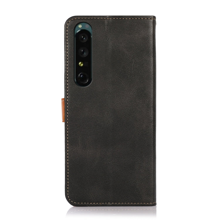 KHAZNEH Dual-color Cowhide Texture Leather Phone Case, For Sony Xperia 1 IV