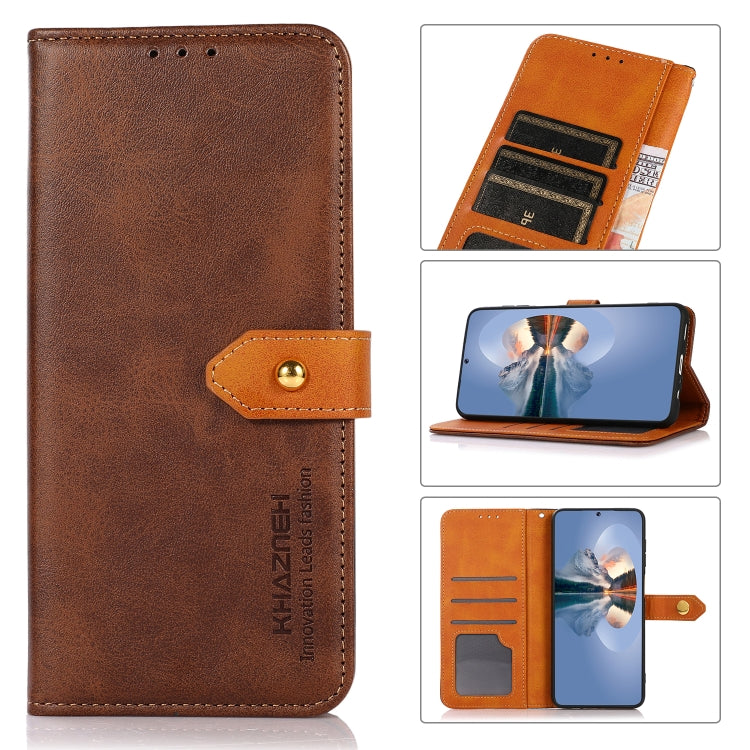 KHAZNEH Dual-color Cowhide Texture Leather Phone Case, For Sony Xperia 1 IV