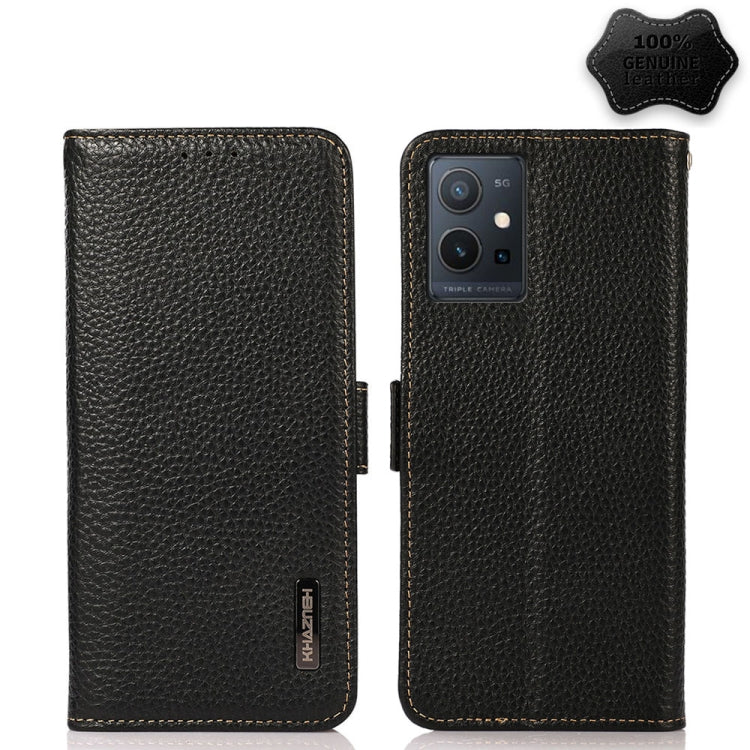 KHAZNEH Side-Magnetic Litchi Genuine Leather RFID Phone Case, For vivo Y75 5G, For Sony Xperia 1 IV