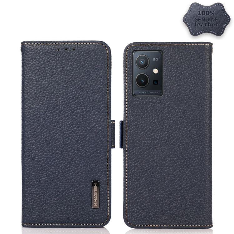 KHAZNEH Side-Magnetic Litchi Genuine Leather RFID Phone Case, For vivo Y75 5G, For Sony Xperia 1 IV