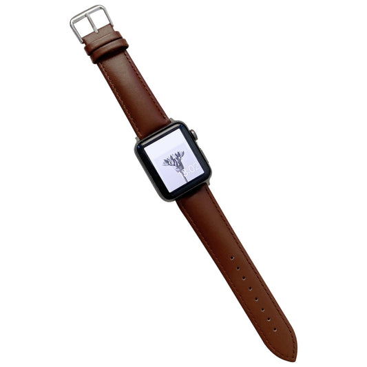 Glossy Leather Watchband For Apple Watch Series, 7 41mm / 6&amp;SE&amp;5&amp;4 40mm / 3&amp;2&amp;1 38mm, 7 45mm / 6&amp;SE&amp;5&amp;4 44mm / 3&amp;2&amp;1 42mm