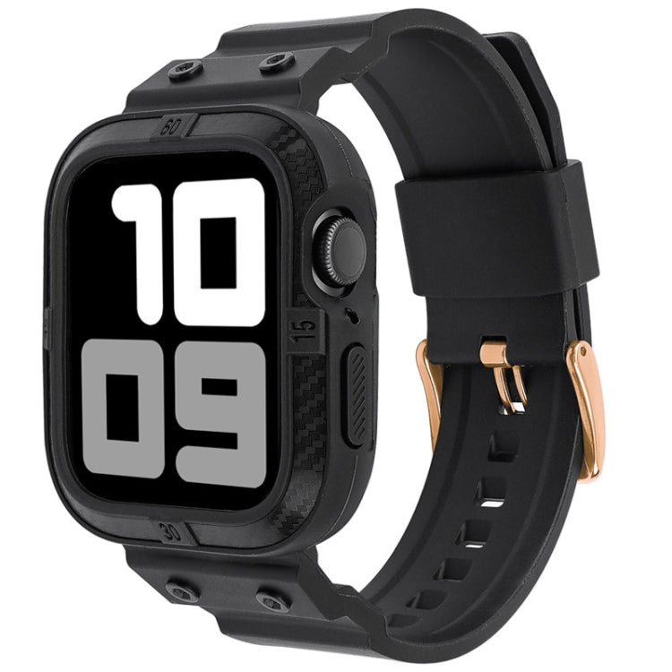 Carbon Fiber Integrated Sport Watchband For Apple Watch Series, 7 41mm / 6&amp;SE&amp;5&amp;4 40mm / 3&amp;2&amp;1 38mm, 7 45mm / 6&amp;SE&amp;5&amp;4 44mm / 3&amp;2&amp;1 42mm