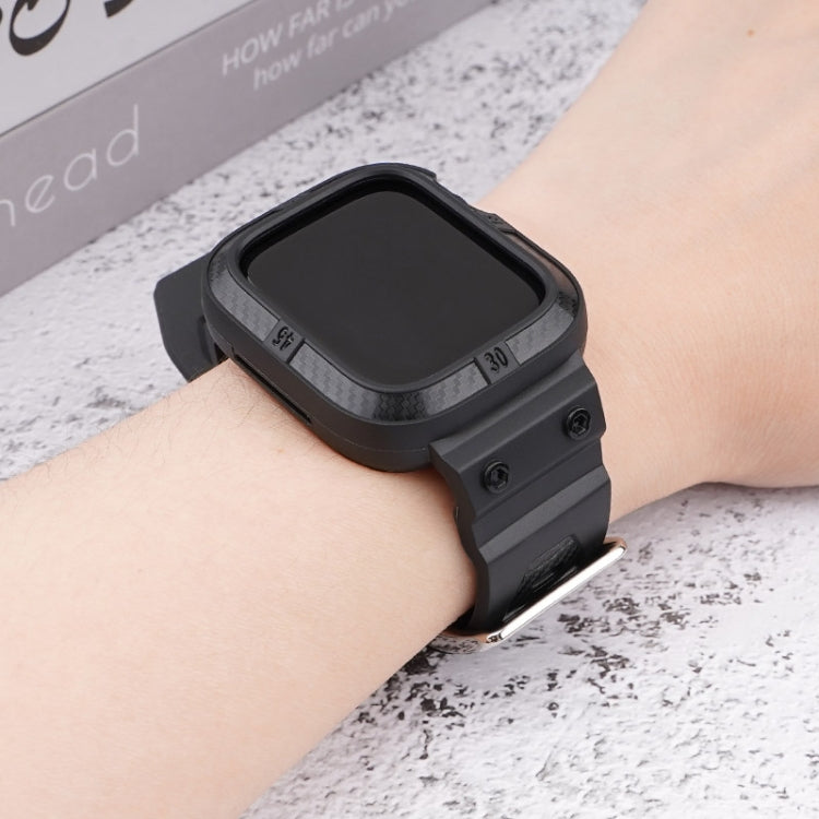 Carbon Fiber Integrated Sport Watchband For Apple Watch Series, 7 41mm / 6&amp;SE&amp;5&amp;4 40mm / 3&amp;2&amp;1 38mm, 7 45mm / 6&amp;SE&amp;5&amp;4 44mm / 3&amp;2&amp;1 42mm