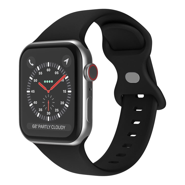 Butterfly Buckle Silicone Watchband, Size: S For Apple Watch Series, 7 41mm / 6&amp;SE&amp;5&amp;4 40mm / 3&amp;2&amp;1 38mm