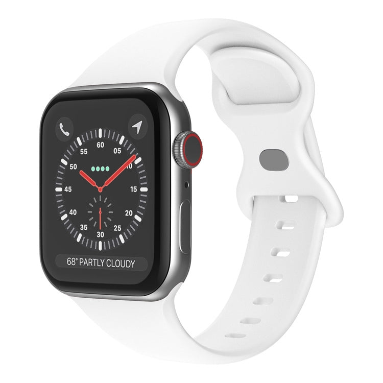 Butterfly Buckle Silicone Watchband, Size: S For Apple Watch Series, 7 41mm / 6&amp;SE&amp;5&amp;4 40mm / 3&amp;2&amp;1 38mm