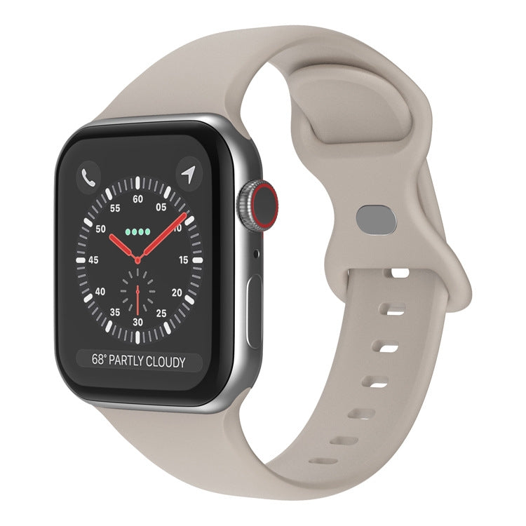 Butterfly Buckle Silicone Watchband, Size: S For Apple Watch Series, 7 41mm / 6&amp;SE&amp;5&amp;4 40mm / 3&amp;2&amp;1 38mm