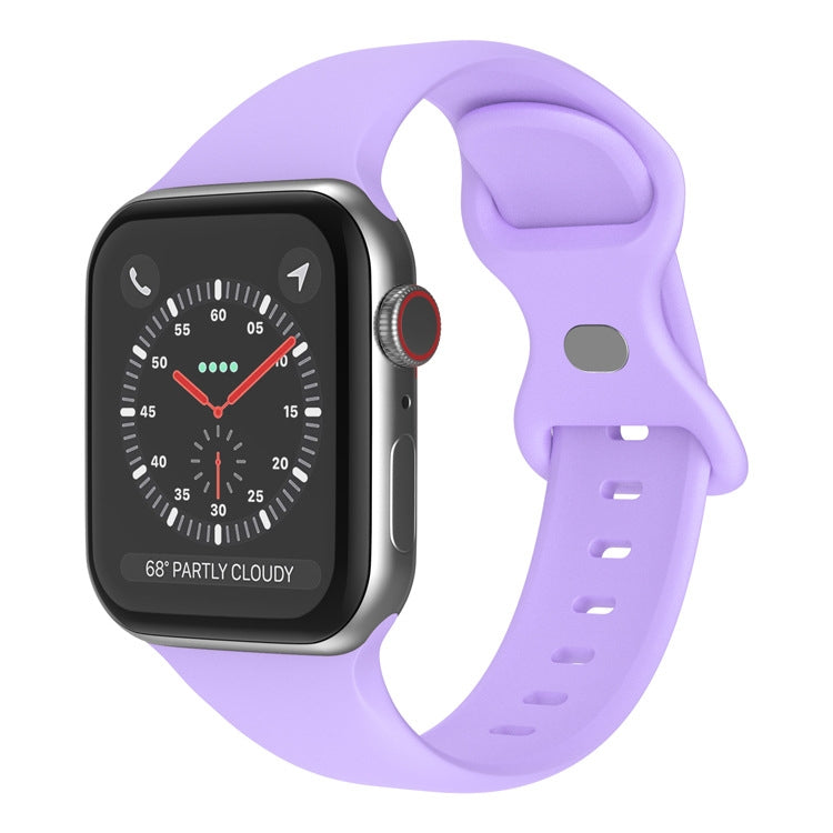 Butterfly Buckle Silicone Watchband, Size: S For Apple Watch Series, 7 41mm / 6&amp;SE&amp;5&amp;4 40mm / 3&amp;2&amp;1 38mm