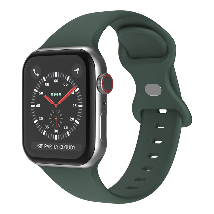 Butterfly Buckle Silicone Watchband, Size: S For Apple Watch Series, 7 41mm / 6&amp;SE&amp;5&amp;4 40mm / 3&amp;2&amp;1 38mm