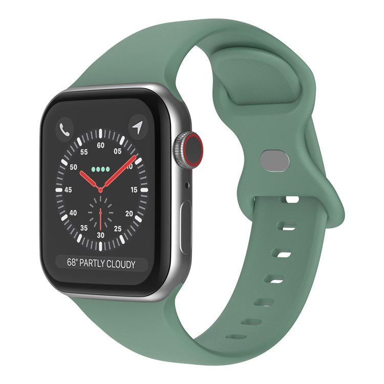 Butterfly Buckle Silicone Watchband, Size: S For Apple Watch Series, 7 41mm / 6&amp;SE&amp;5&amp;4 40mm / 3&amp;2&amp;1 38mm