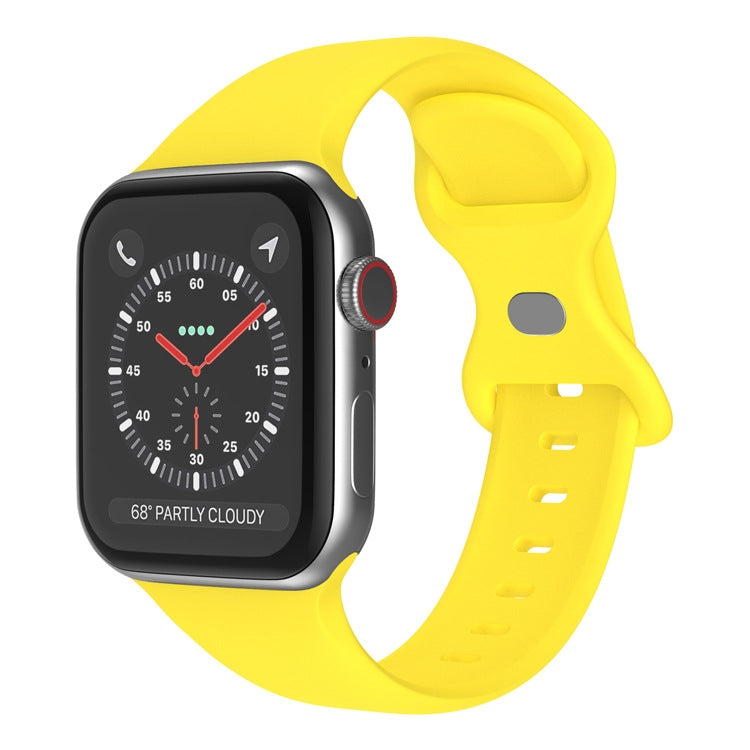 Butterfly Buckle Silicone Watchband, Size: S For Apple Watch Series, 7 41mm / 6&amp;SE&amp;5&amp;4 40mm / 3&amp;2&amp;1 38mm