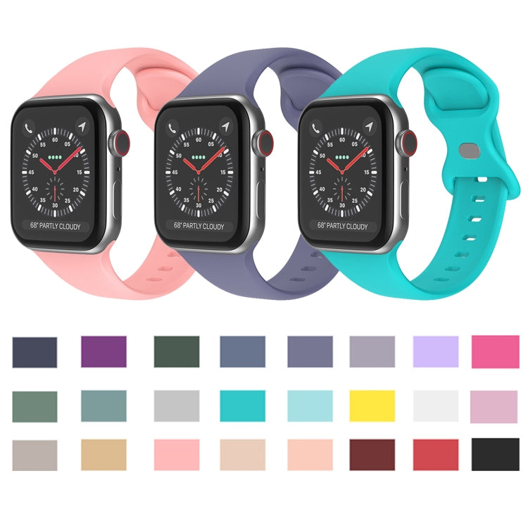 Butterfly Buckle Silicone Watchband, Size: S For Apple Watch Series, 7 41mm / 6&amp;SE&amp;5&amp;4 40mm / 3&amp;2&amp;1 38mm