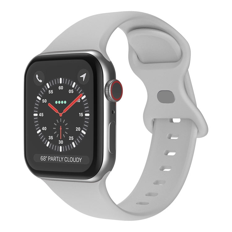 Butterfly Buckle Silicone Watchband, Size: S For Apple Watch Series, 7 45mm / 6&amp;SE&amp;5&amp;4 44mm / 3&amp;2&amp;1 42mm