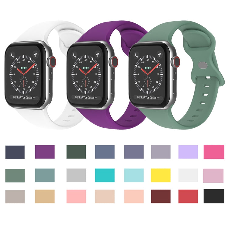 Butterfly Buckle Silicone Watchband, Size: S For Apple Watch Series, 7 45mm / 6&amp;SE&amp;5&amp;4 44mm / 3&amp;2&amp;1 42mm