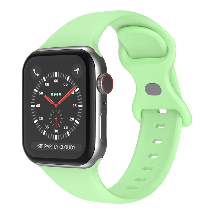 Butterfly Buckle Silicone Watchband, Size: L For Apple Watch Series, 7 41mm / 6&SE&5&4 40mm / 3&2&1 38mm