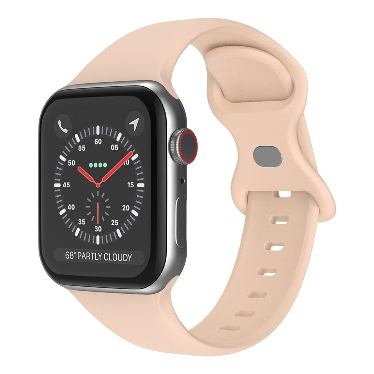 Butterfly Buckle Silicone Watchband, Size: L For Apple Watch Series, 7 41mm / 6&SE&5&4 40mm / 3&2&1 38mm