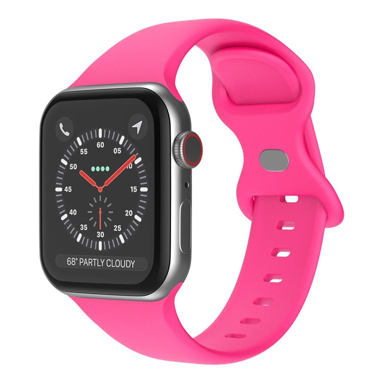 Butterfly Buckle Silicone Watchband, Size: L For Apple Watch Series, 7 41mm / 6&SE&5&4 40mm / 3&2&1 38mm