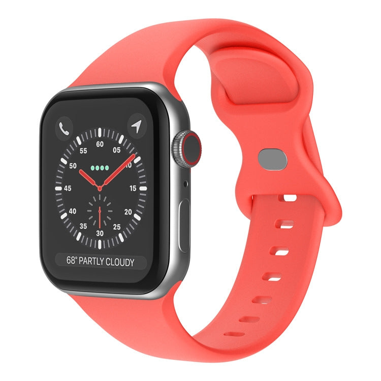 Butterfly Buckle Silicone Watchband, Size: L For Apple Watch Series, 7 41mm / 6&SE&5&4 40mm / 3&2&1 38mm