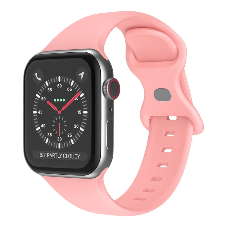 Butterfly Buckle Silicone Watchband, Size: L For Apple Watch Series, 7 41mm / 6&SE&5&4 40mm / 3&2&1 38mm