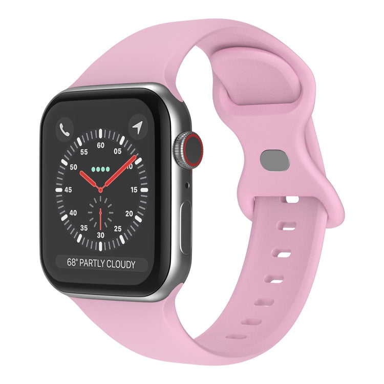 Butterfly Buckle Silicone Watchband, Size: L For Apple Watch Series, 7 41mm / 6&SE&5&4 40mm / 3&2&1 38mm