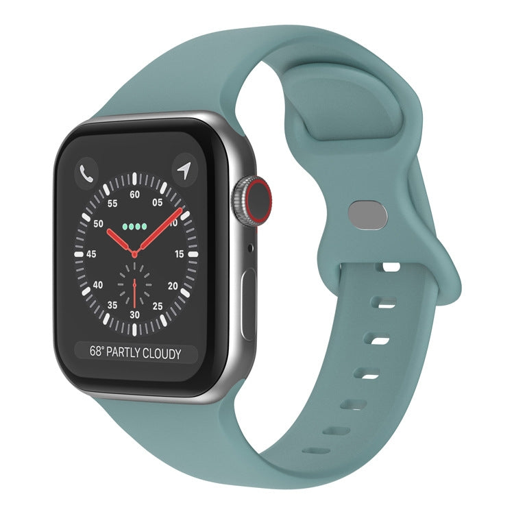 Butterfly Buckle Silicone Watchband, Size: L For Apple Watch Series, 7 41mm / 6&SE&5&4 40mm / 3&2&1 38mm