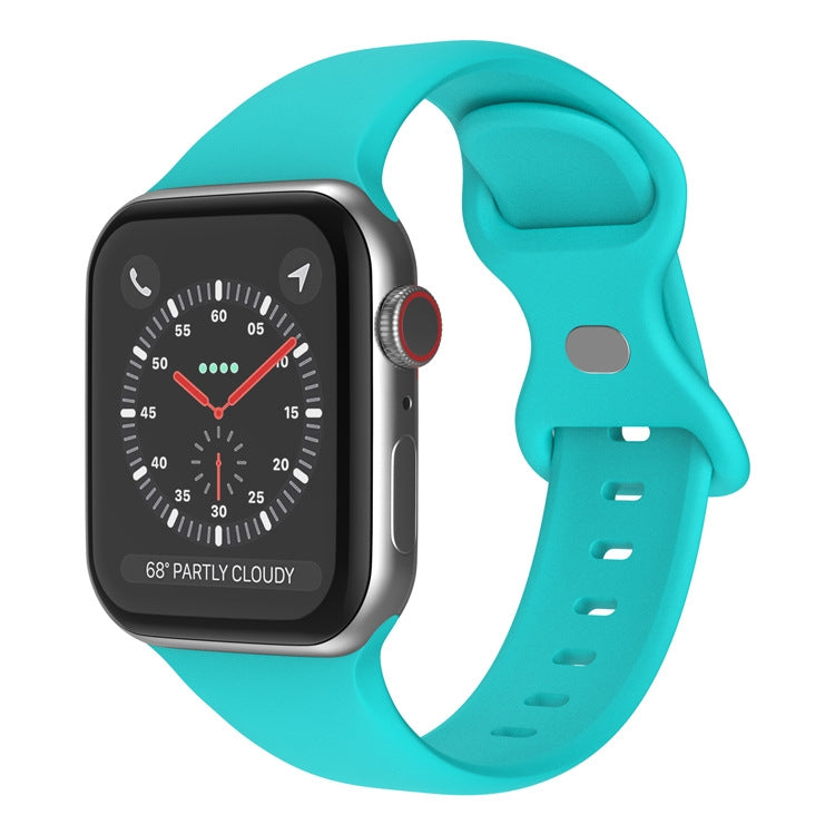 Butterfly Buckle Silicone Watchband, Size: L For Apple Watch Series, 7 41mm / 6&amp;SE&amp;5&amp;4 40mm / 3&amp;2&amp;1 38mm