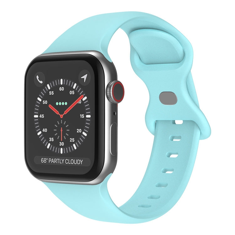 Butterfly Buckle Silicone Watchband, Size: L For Apple Watch Series, 7 41mm / 6&SE&5&4 40mm / 3&2&1 38mm