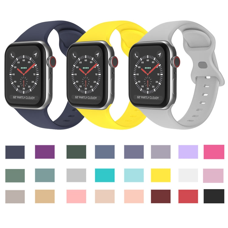 Butterfly Buckle Silicone Watchband, Size: L For Apple Watch Series, 7 41mm / 6&SE&5&4 40mm / 3&2&1 38mm