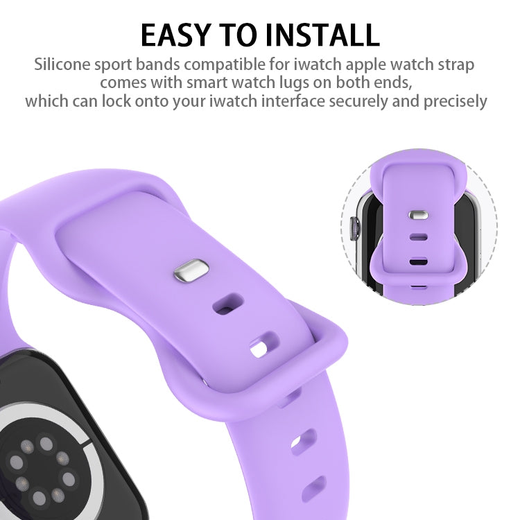 Butterfly Buckle Silicone Watchband, Size: L For Apple Watch Series, 7 41mm / 6&SE&5&4 40mm / 3&2&1 38mm