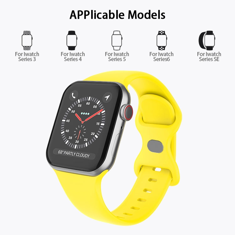 Butterfly Buckle Silicone Watchband, Size: L For Apple Watch Series, 7 41mm / 6&SE&5&4 40mm / 3&2&1 38mm