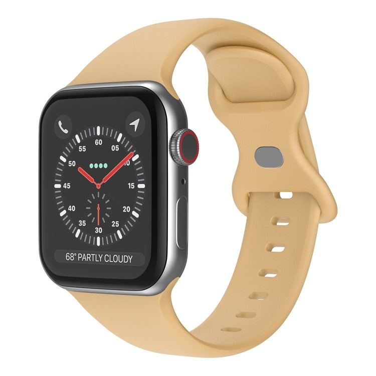 Butterfly Buckle Silicone Watchband, Size: L For Apple Watch Series, 7 45mm / 6&SE&5&4 44mm / 3&2&1 42mm