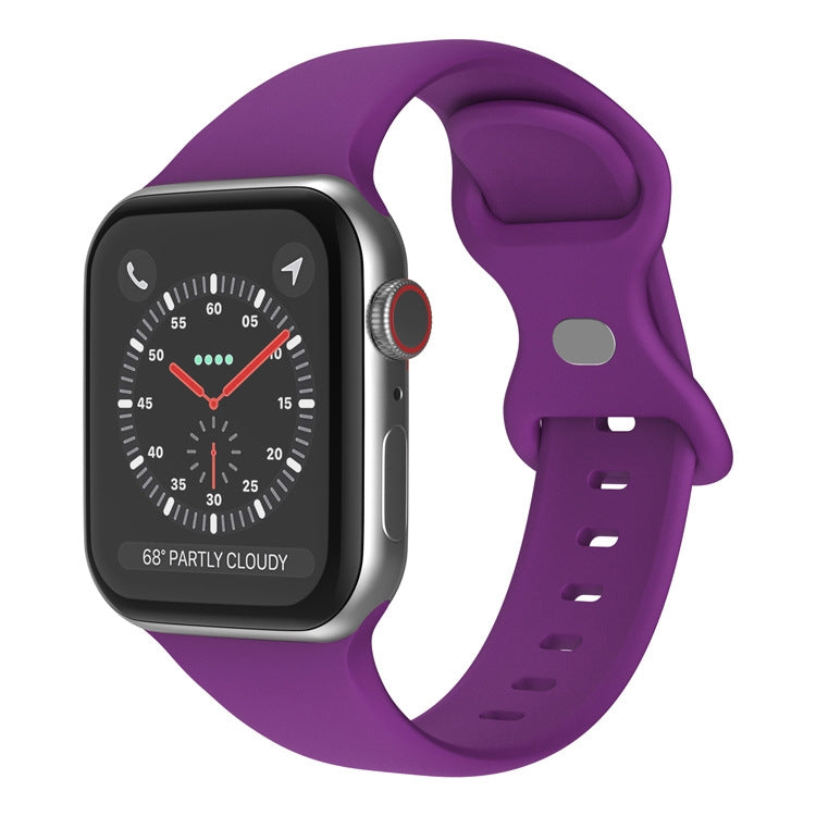 Butterfly Buckle Silicone Watchband, Size: L For Apple Watch Series, 7 45mm / 6&amp;SE&amp;5&amp;4 44mm / 3&amp;2&amp;1 42mm