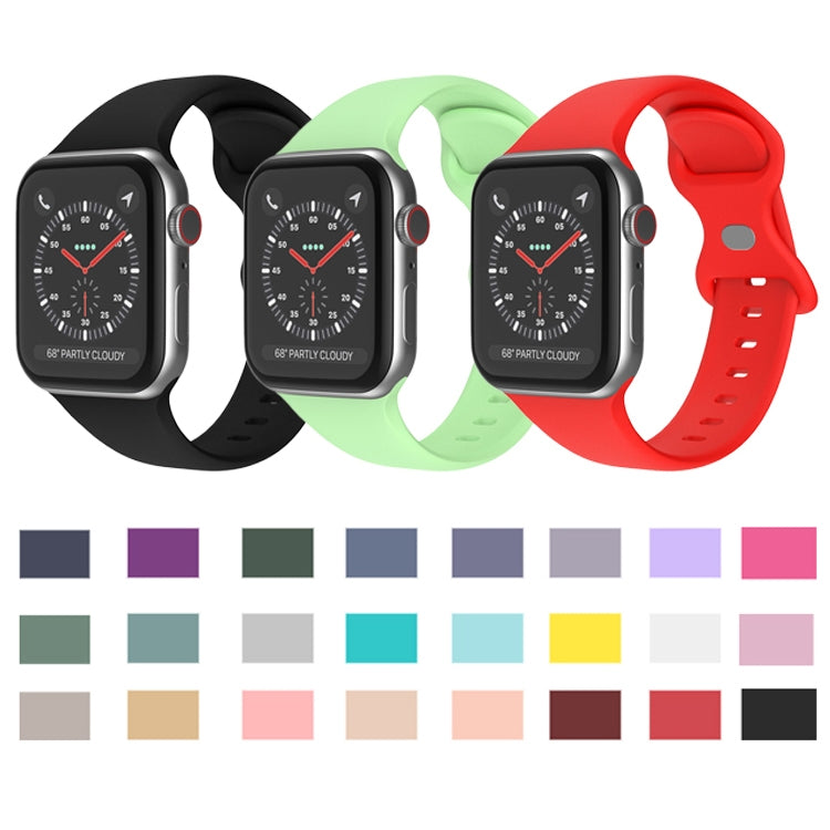 Butterfly Buckle Silicone Watchband, Size: L For Apple Watch Series, 7 45mm / 6&SE&5&4 44mm / 3&2&1 42mm