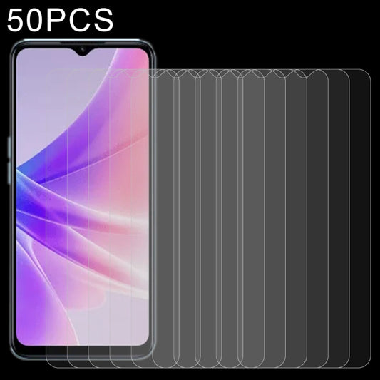 50 PCS 0.26mm 9H 2.5D Tempered Glass Film For OPPO A57 / A57 4G / A77 / K10 5G / A57e / A57s / K10x / A17 / A77s / A17k / A58 5G / A77 4G / A58x / A56s / A78 / A1x / A18