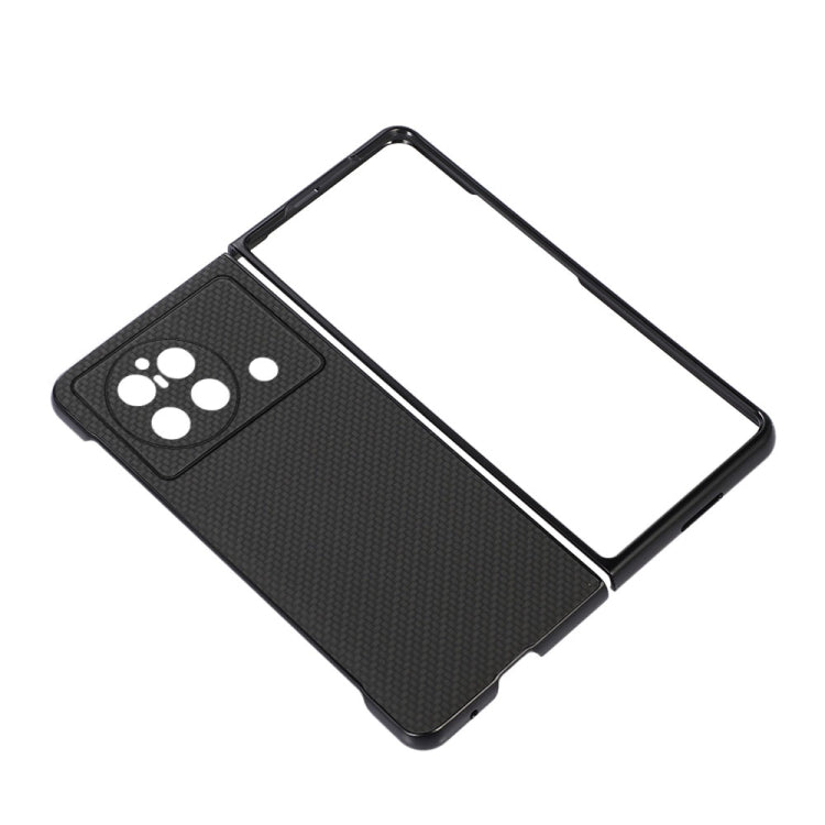 Accurate Hole Carbon Fiber Texture PU Phone Case, For vivo X Fold