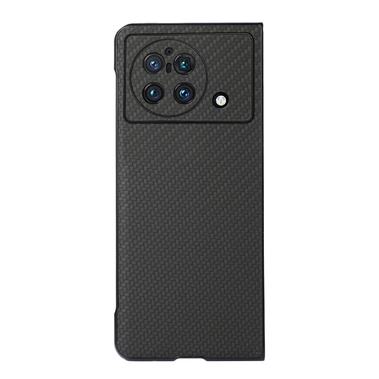 Accurate Hole Carbon Fiber Texture PU Phone Case, For vivo X Fold