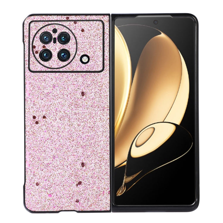 Accurate Hole Glitter Powder PU Phone Case, For vivo X Fold